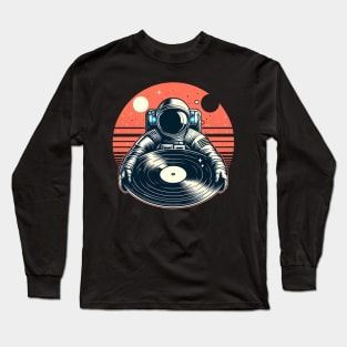 astronaut with vinyl record Long Sleeve T-Shirt